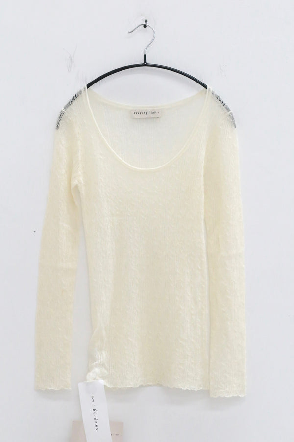 SWAYING 25 Autumn/Winter Striped Cable Wool Top SW-SW25AW1T05C1S2-BAI White